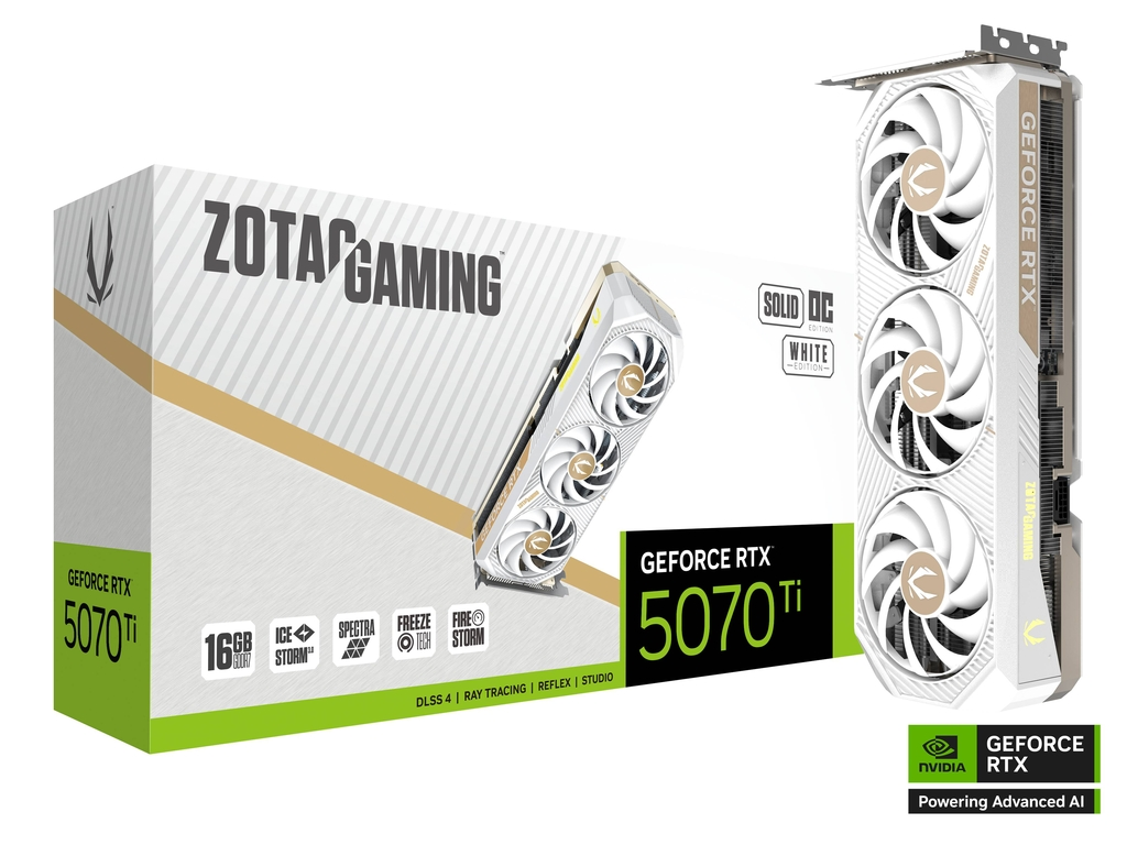 ZOTAC RTX 5070 Ti Solid Core OC 16GB GDDR7 White Edition ZOTAC RTX 5070 Ti Solid Core OC 16GB GDDR7 White Edition